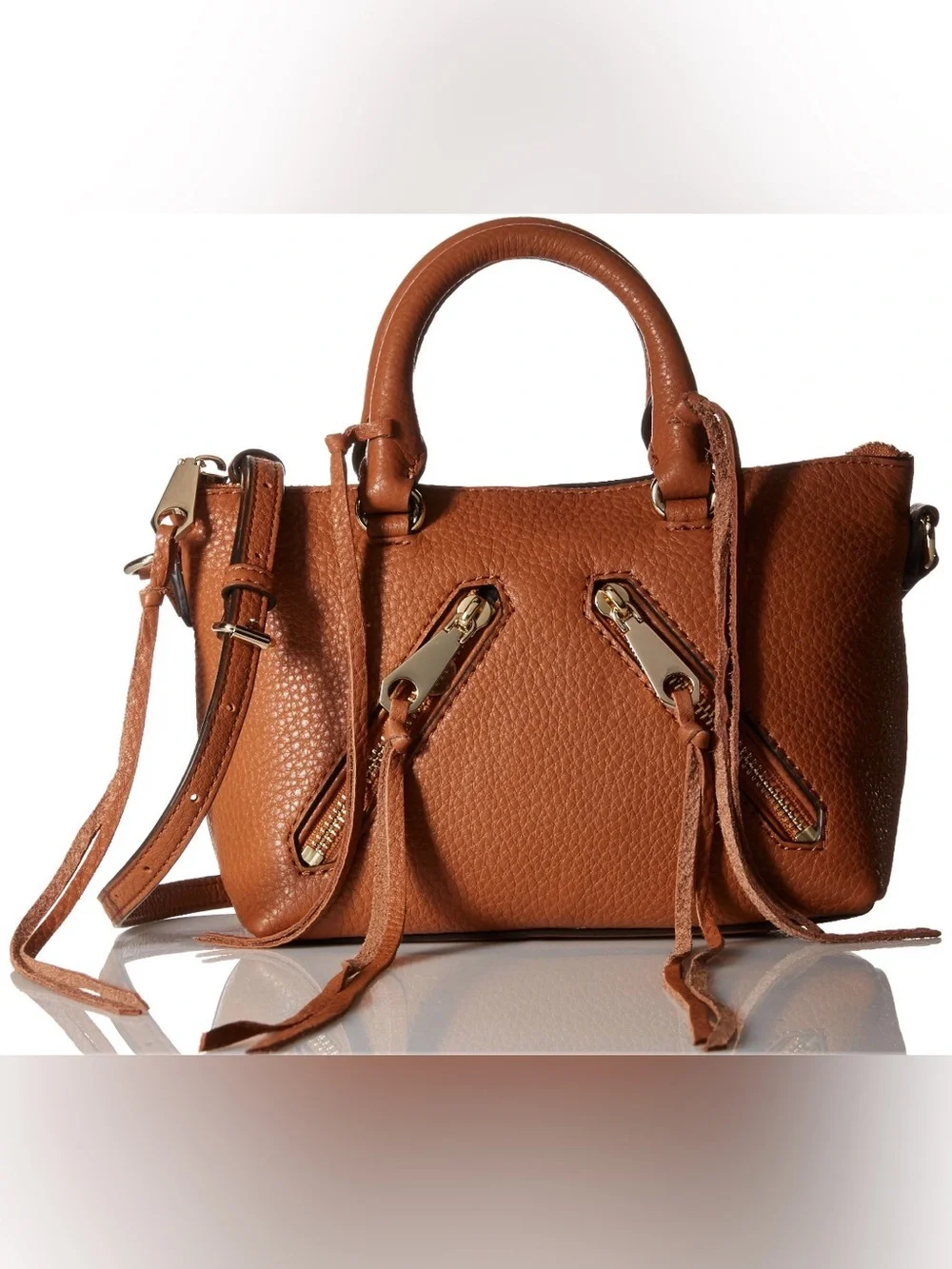 Rebecca Minkoff Micro Moto Satchel in Cognac
